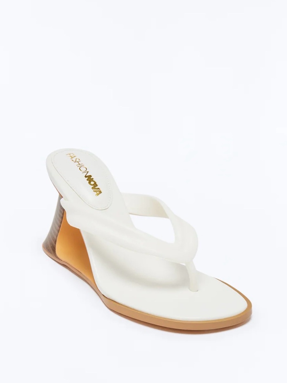 Fashion Nova Paros Wedge Thong Sandals White/Cream Size 10 NWOB